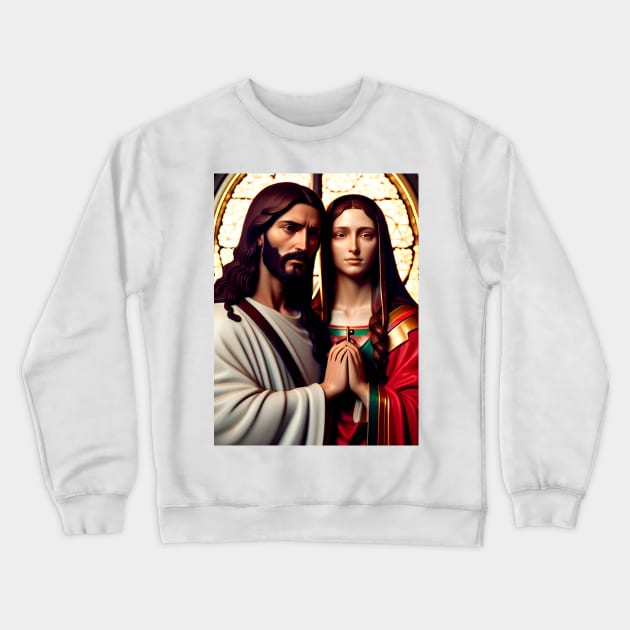 Jesus Christ next to Saint Mary Magdalene Crewneck Sweatshirt by Marccelus